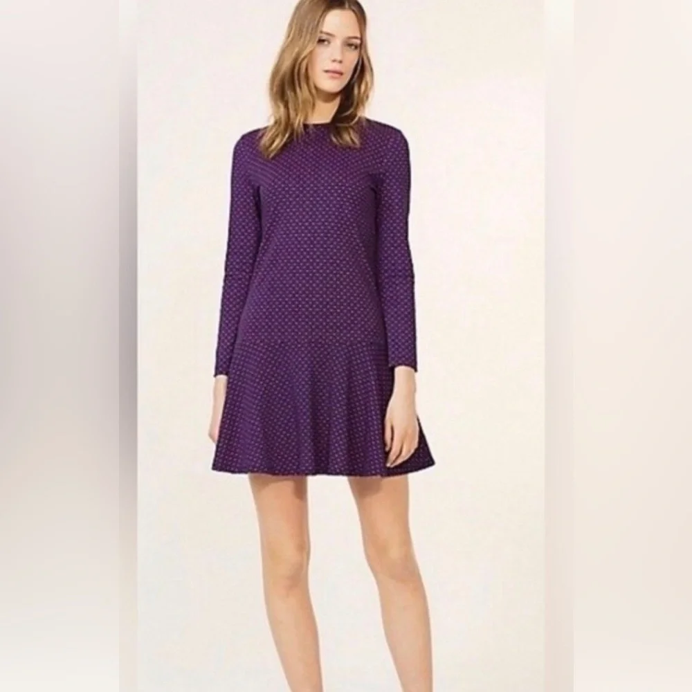 NWOT Tory Burch Jenny Purple Patterned Long Sleeve Dress XS